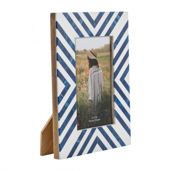 Resin, 4x6 Striped Photo Frame, Blue