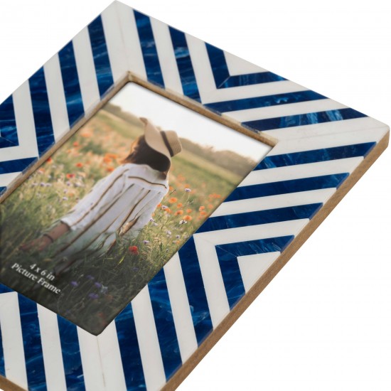 Resin, 4x6 Striped Photo Frame, Blue