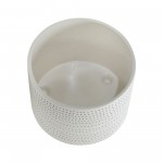 S/2 Ceramic Footed Planter W/ Dots 10/12", Ivory