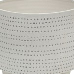 S/2 Ceramic Footed Planter W/ Dots 10/12", Ivory