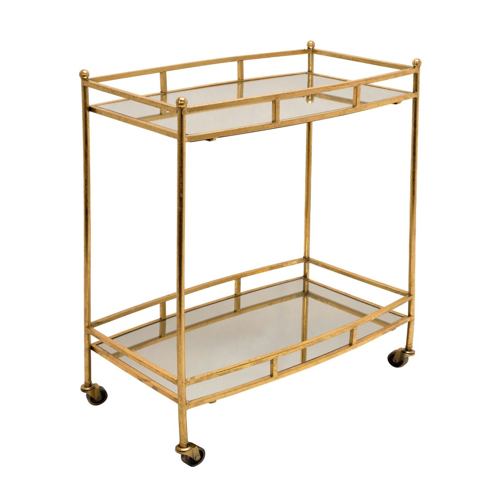 Metal 28" 2 Tier Bar Cart, Gold