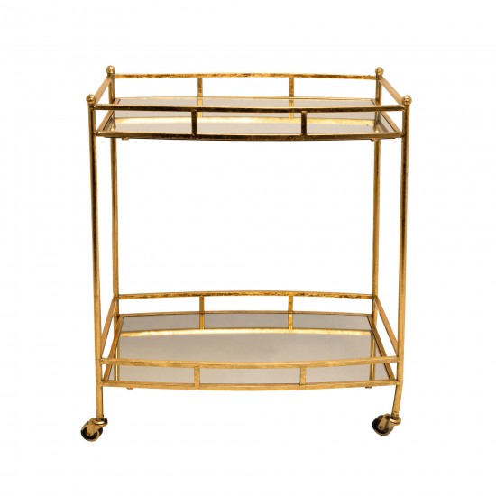 Metal 28" 2 Tier Bar Cart, Gold