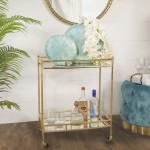 Metal 28" 2 Tier Bar Cart, Gold