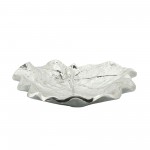 Metal, 13" Round Leaf Tray, Silver