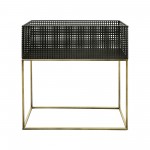 Metal, S/2 20/24" Square Planters, Black/gold