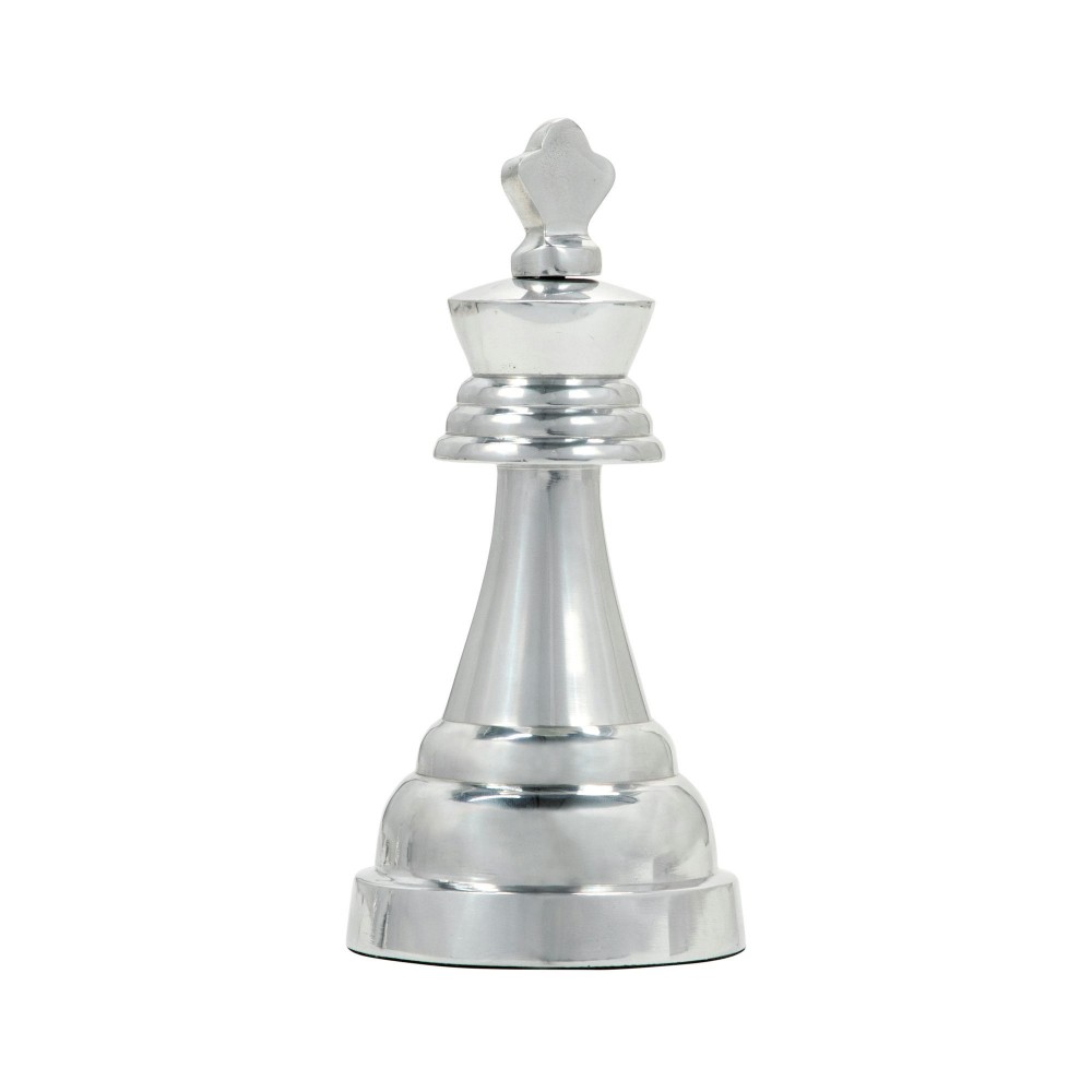 9"h Metal King Chess Piece, Silver