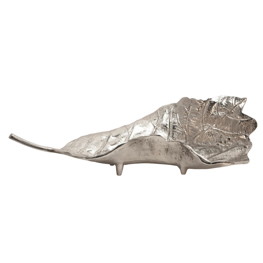 21" Metal Leaf Platter, Nickel