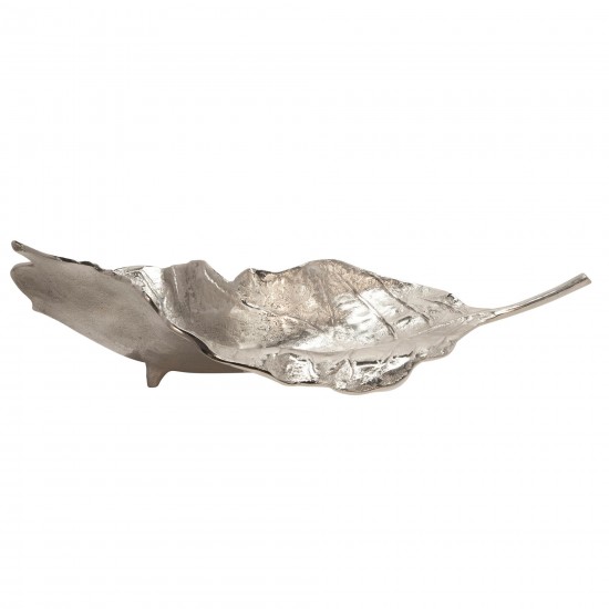 21" Metal Leaf Platter, Nickel