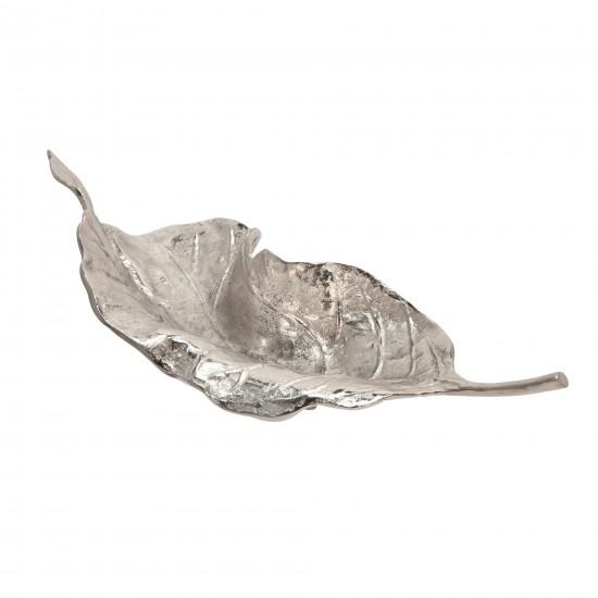 21" Metal Leaf Platter, Nickel