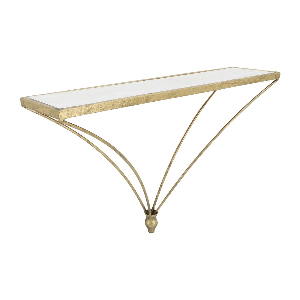 Metal/wood, 13"h Nabla Wall Shelf, White/gold