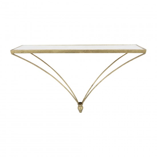 Metal/wood, 13"h Nabla Wall Shelf, White/gold