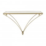 Metal/wood, 13"h Nabla Wall Shelf, White/gold