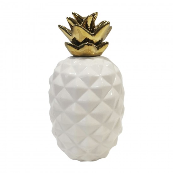 Cer, 12" Pineapple Deco, White