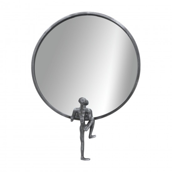 Metal, 24"h, Mirror With Man Deco, Black