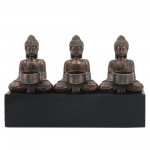 Resin, 16" 3-mini Buddhas With Base, Gold