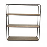 Metal / Wood 3 Tier Wall Shelf, Brown