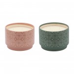 S/2 Swirls Citronella Candle, 7" Green/rose 27oz