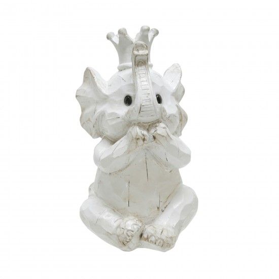 S/3 Resin Hear No,see No Speakno Elephants, White