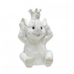 S/3 Resin Hear No,see No Speakno Elephants, White