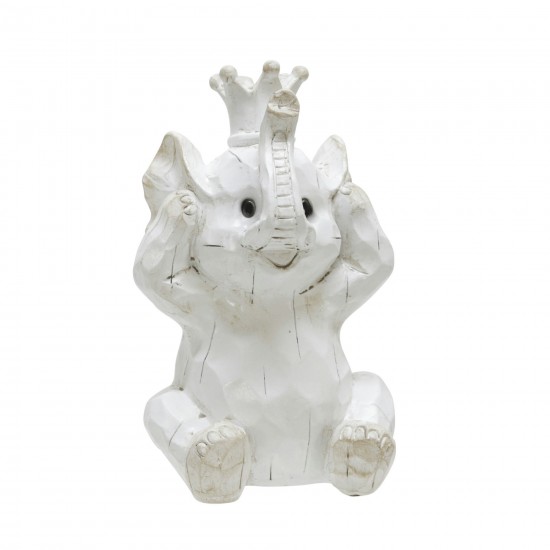 S/3 Resin Hear No,see No Speakno Elephants, White