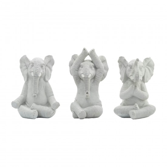 Resin, S/3, 8"h, Yoga Elephants, Wt