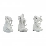 Resin, S/3, 8"h, Yoga Elephants, Wt