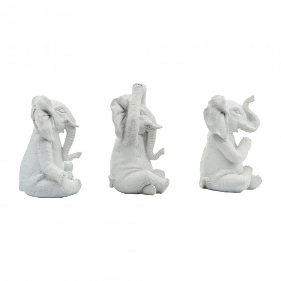 Resin, S/3, 8"h, Yoga Elephants, Wt