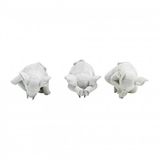 Resin, S/3, 8"h, Yoga Elephants, Wt