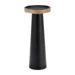 Wood, 12" Flat Candle Holder Stand, Black/natural