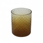 6" Cut Glass Candle Holder, Amber