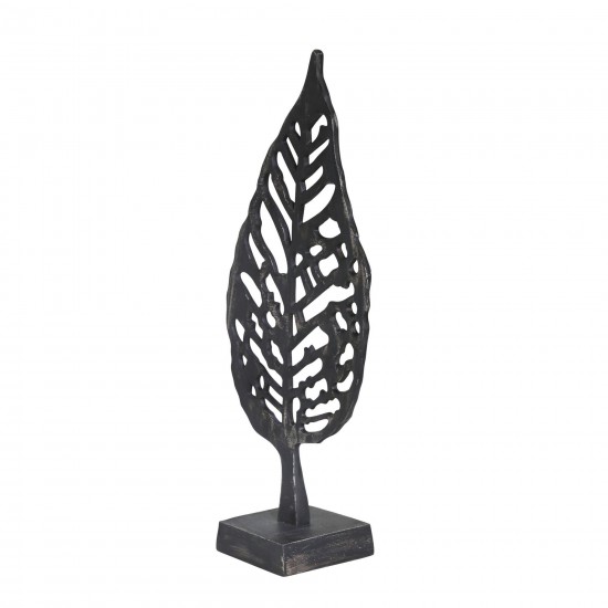 Aluminum Leaf On Stand, 18" Black Antique