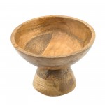 Wood, 8" Bowl W/ Stand, Light Natural