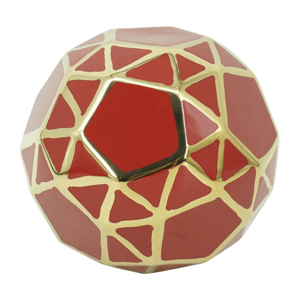 Ceramic Orb 6" Red/gold