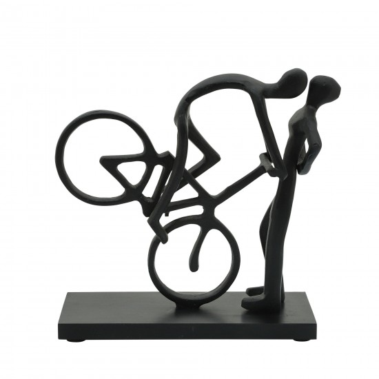 Metal 10"h Cyclist Kissing, Black