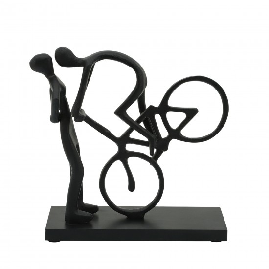 Metal 10"h Cyclist Kissing, Black