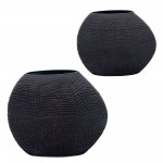 Glass 8"h Textured Vase, Black