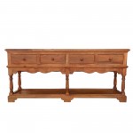 Wood, 69x30 Vintage Console Table W/ Drawers, Brow