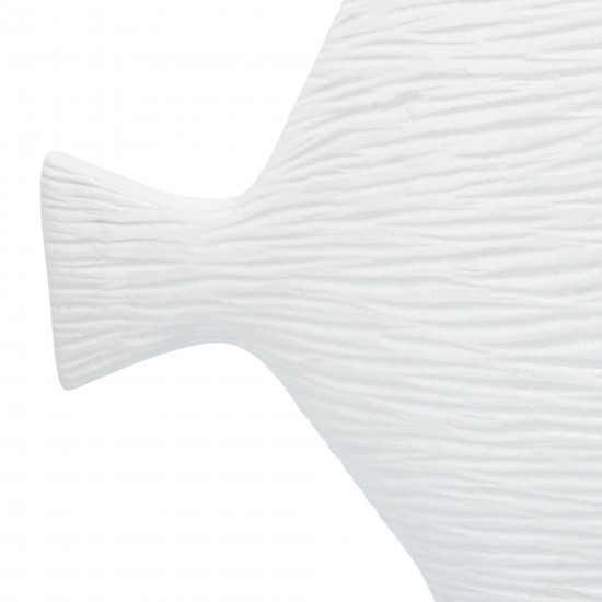 Cer, 20" Textured Fish, White