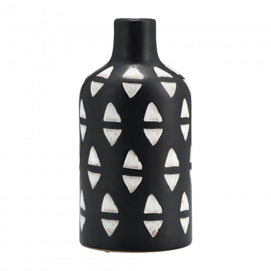 Cer, 10" Decorative Vase, Black/white