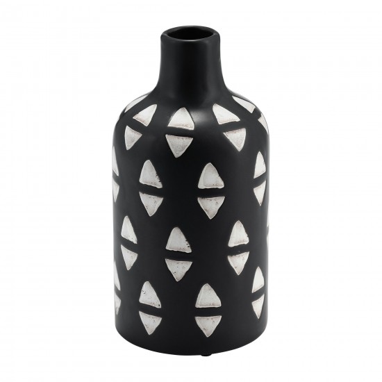 Cer, 10" Decorative Vase, Black/white