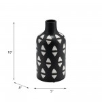 Cer, 10" Decorative Vase, Black/white