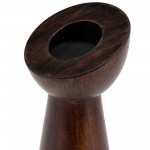 Wood, 9"h Slanted Candle Holder, Brown