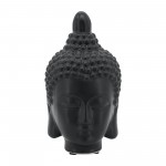 Ceramic 10" Buddha Head, Black