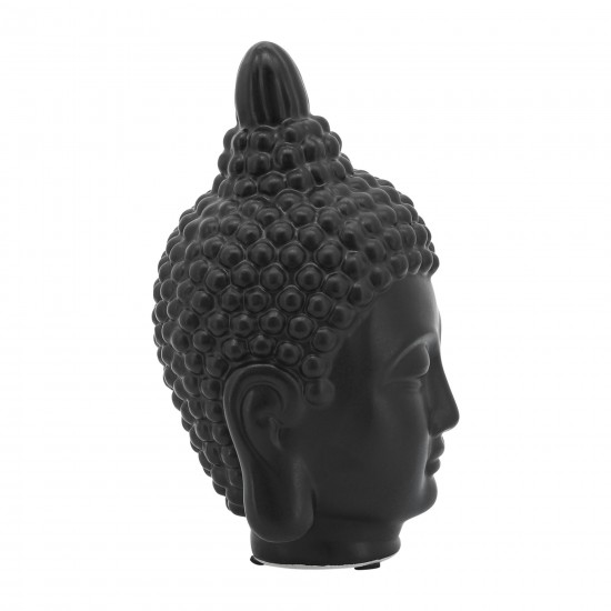 Ceramic 10" Buddha Head, Black