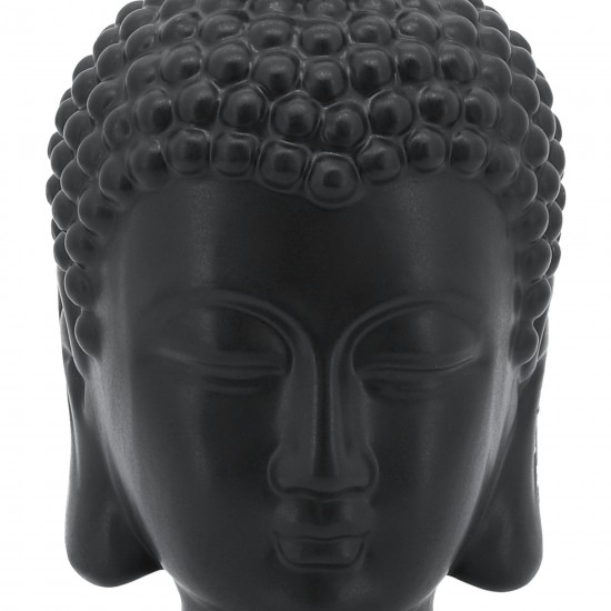 Ceramic 10" Buddha Head, Black