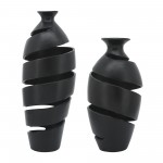Metal, 17"h Spiral Vase, Black