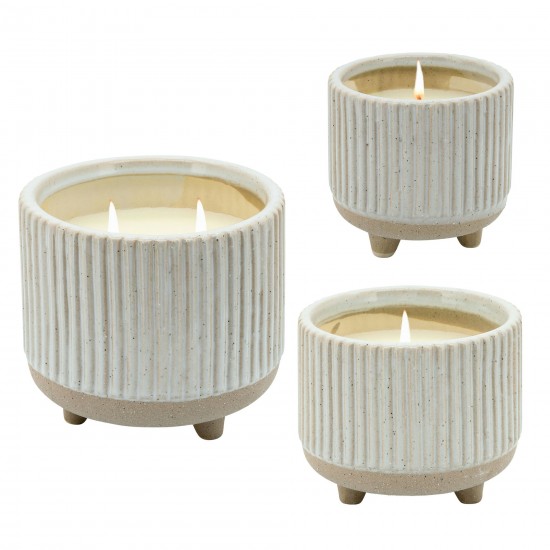 5" Ridged Scented Candle, Beige 12oz