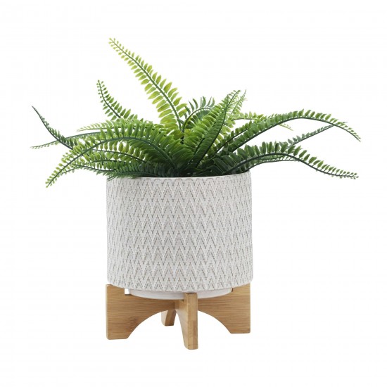 Ceramics 8" Planter W/ Wooden Stand