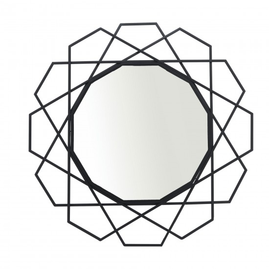 Metal 35" Geometric Mirror, Black Wb