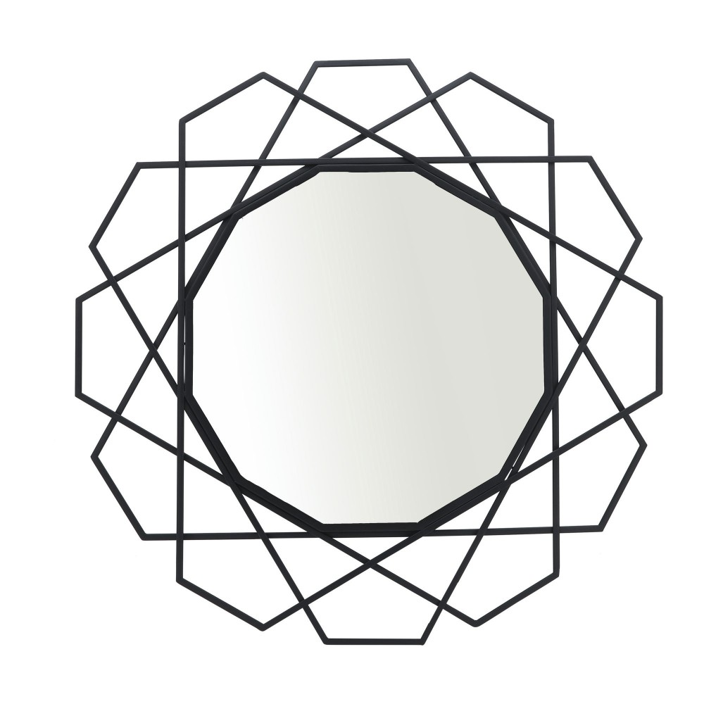 Metal 35" Geometric Mirror, Black Wb